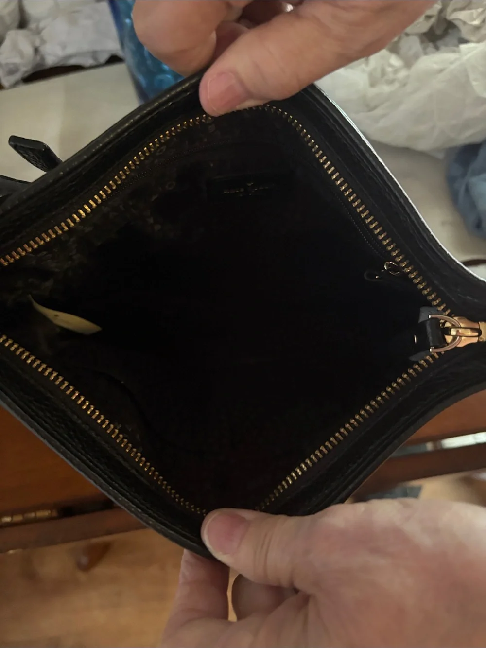 kate spade Black Leather Crossbody with Gold Hardware